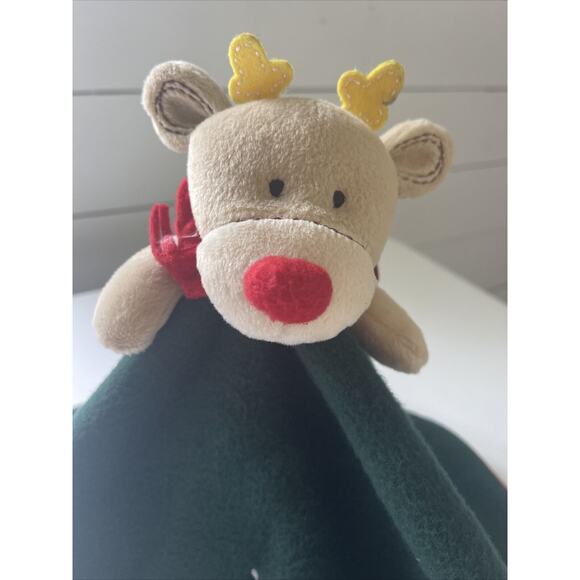 Carter's Reindeer Let It Snow Green Red Lovey Security Blanket ~ NEW - Picture 2 of 7